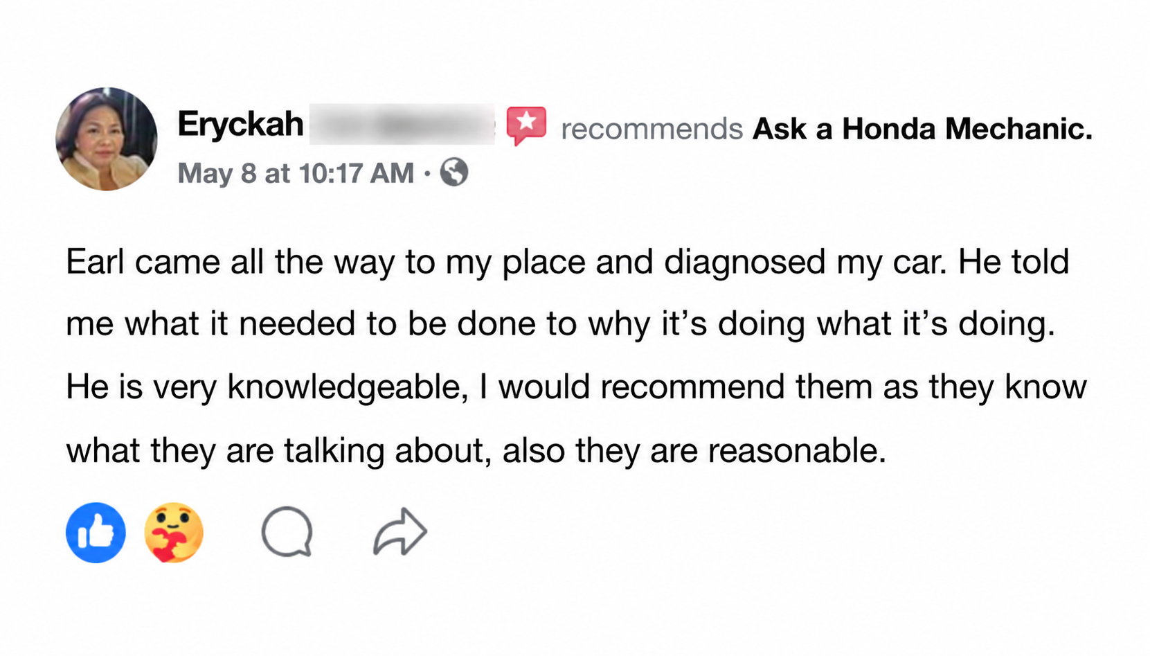 Ask a Honda Mechanic testimonial 3